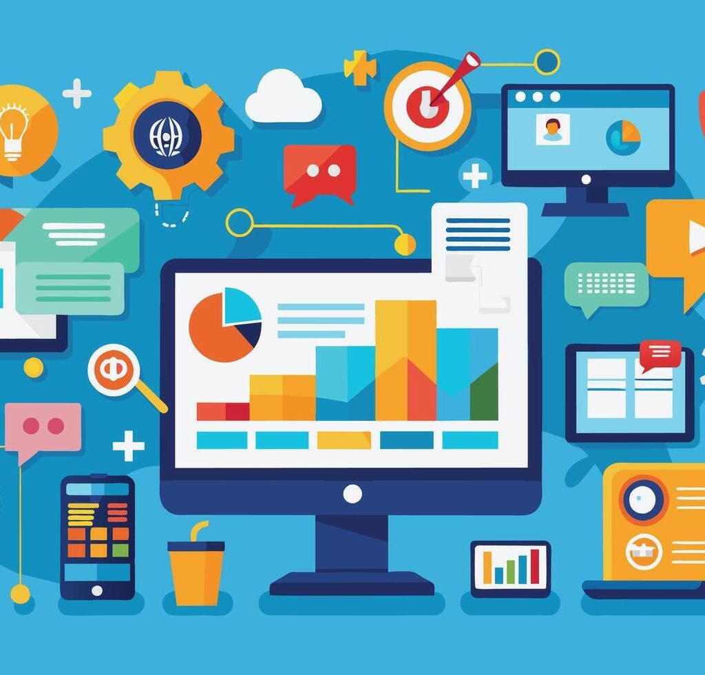 Digital marketing dashboard illustration
